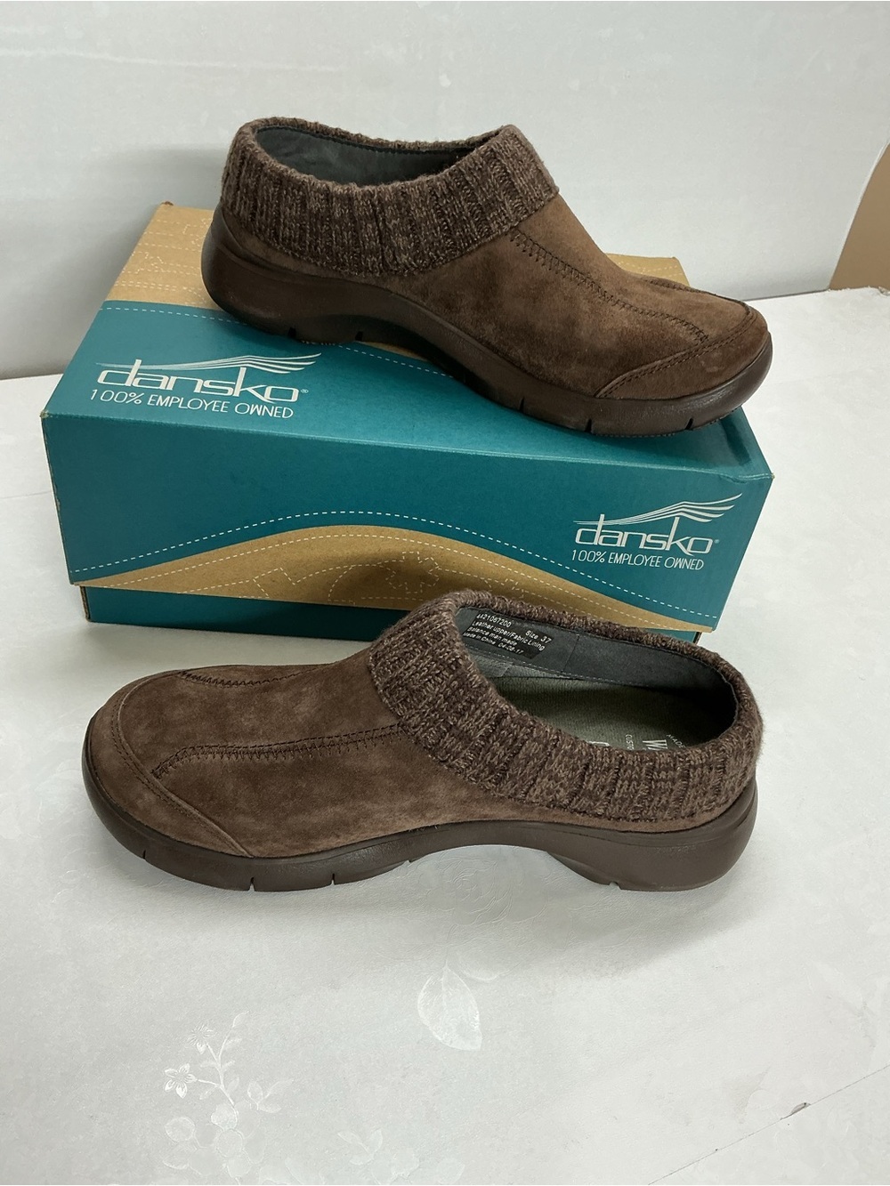 Dansko Men's Brown Suede Slip-On with Knit Collar
